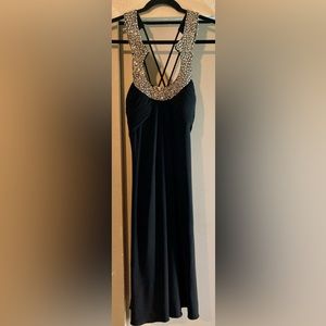Holiday black dress, pearl & sequin detail, polyester/spandex